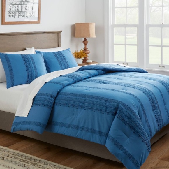 Threshold Bedding King Blue Cotton Jacquard Pattern Comforter Sham